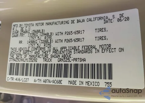 2020 Toyota Tacoma Trd Sport from USA, damaged, VIN 3TMAZ5CNXLM135292